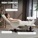 image 5 of HOMCOM Swivel Recliner Chair with Footstool and Wooden Base, Beige Cream