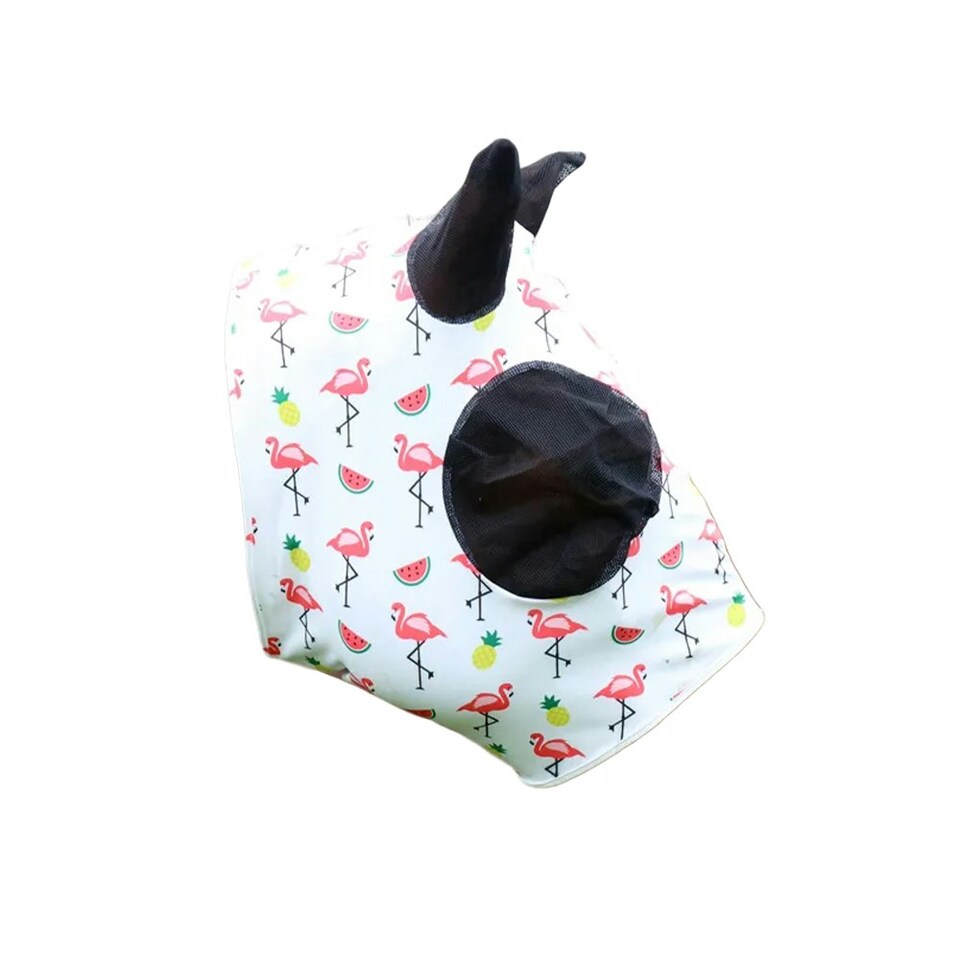 image 1 of Hy Flamingo Lycra Horse Fly Mask - White/Pink - Cob