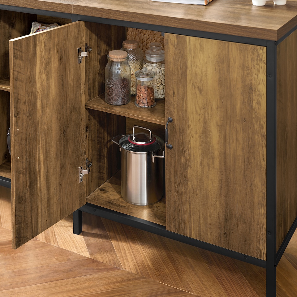image 1 of SoBuy KNL01-F,Kitchen Island Storage Cupboard with 170cm Worktop | Brown | Brown | 1