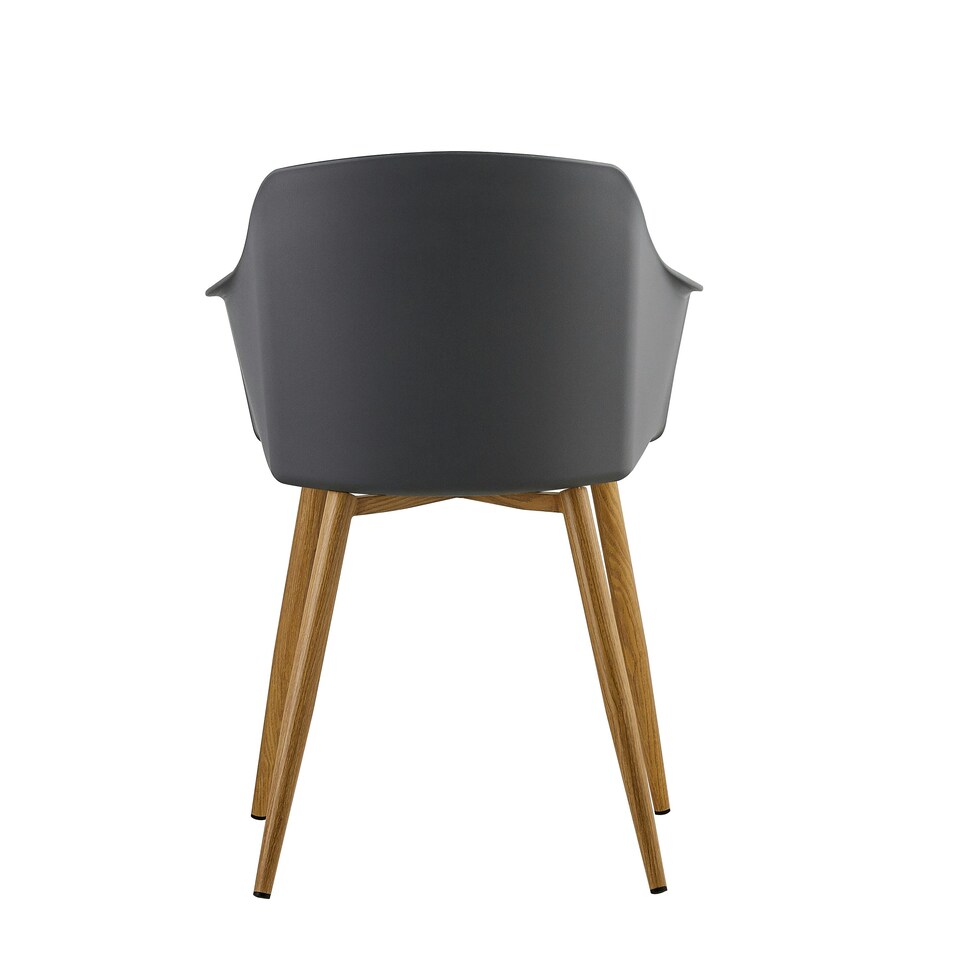 image 1 of Single Eden Modern Dining Chair, Faux Leather Padded Cushion & Solid Wooden Legs Grey