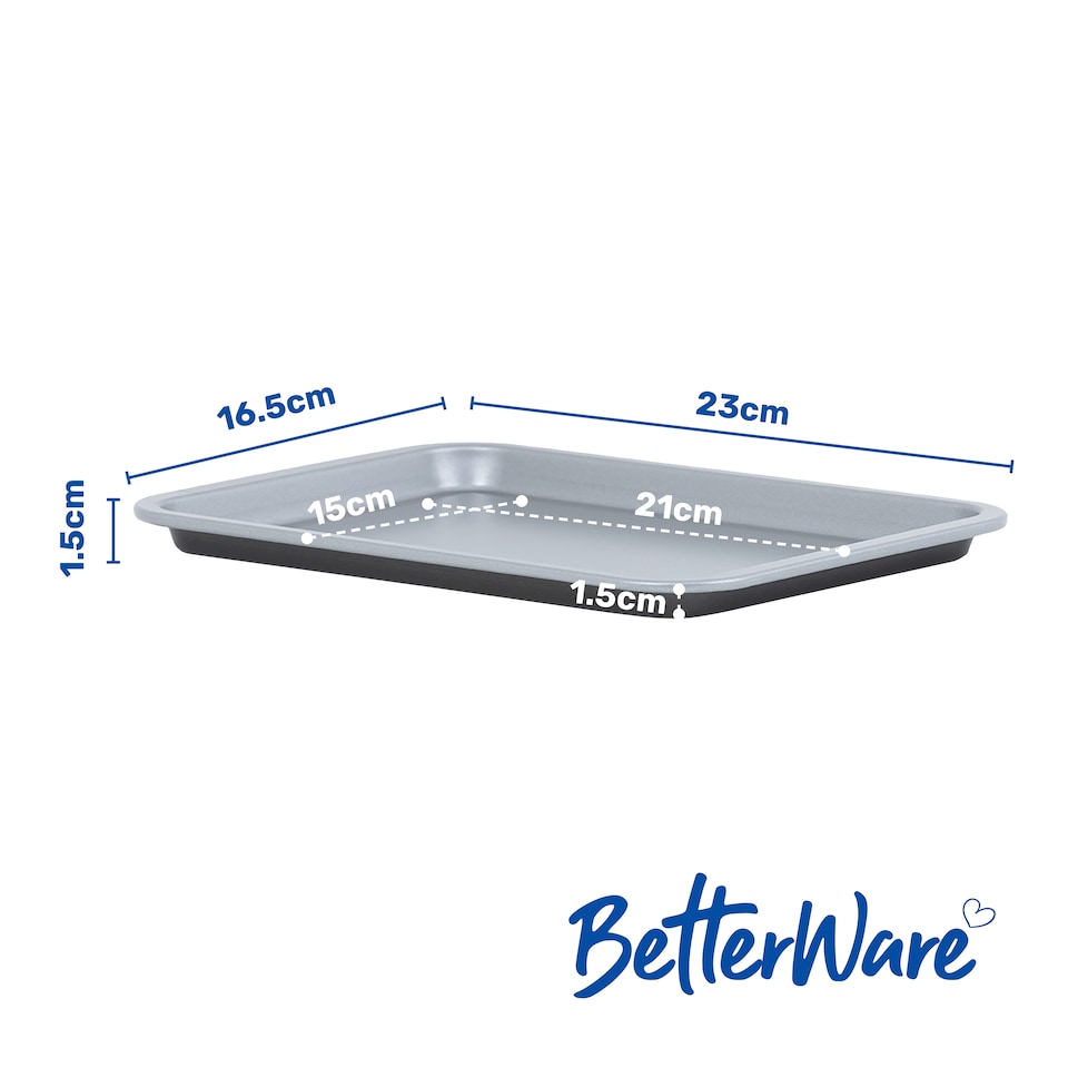 image 1 of BetterWare Air Fryer Accessories Set of 2 x 23cm Rectangular Trays Silver/Pewter