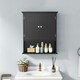 image 3 of COSTWAY Bathroom Wall Mounted Cabinet Wooden Cabinet Black