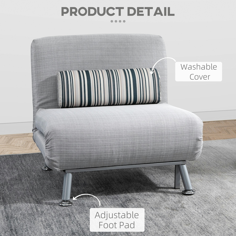image 1 of HOMCOM Folding 5 Position Convertible Sleeper Sofa Bed Grey, Silver