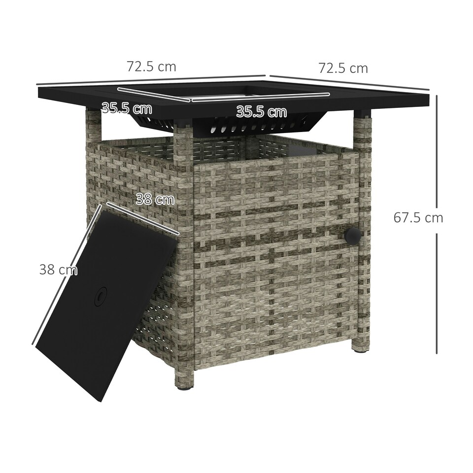 image 1 of Outsunny 50,000 BTU Rattan Fire Pits for Garden, Fire Pit Table