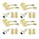 image 1 of Golden Grace 4 Sets Astrid Design Door Handles in Satin Brass Finish with Tubular Latch and 1 Pair of 3" Ball Bearing Hinges | Gold | 4 Set