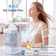 image 3 of HOMCOM 4-in-1 Mini Air Cooler with RGB 7 LED Light, Cooling Fan | White | Black | 17.8 x 16.9 x 28.1 cm