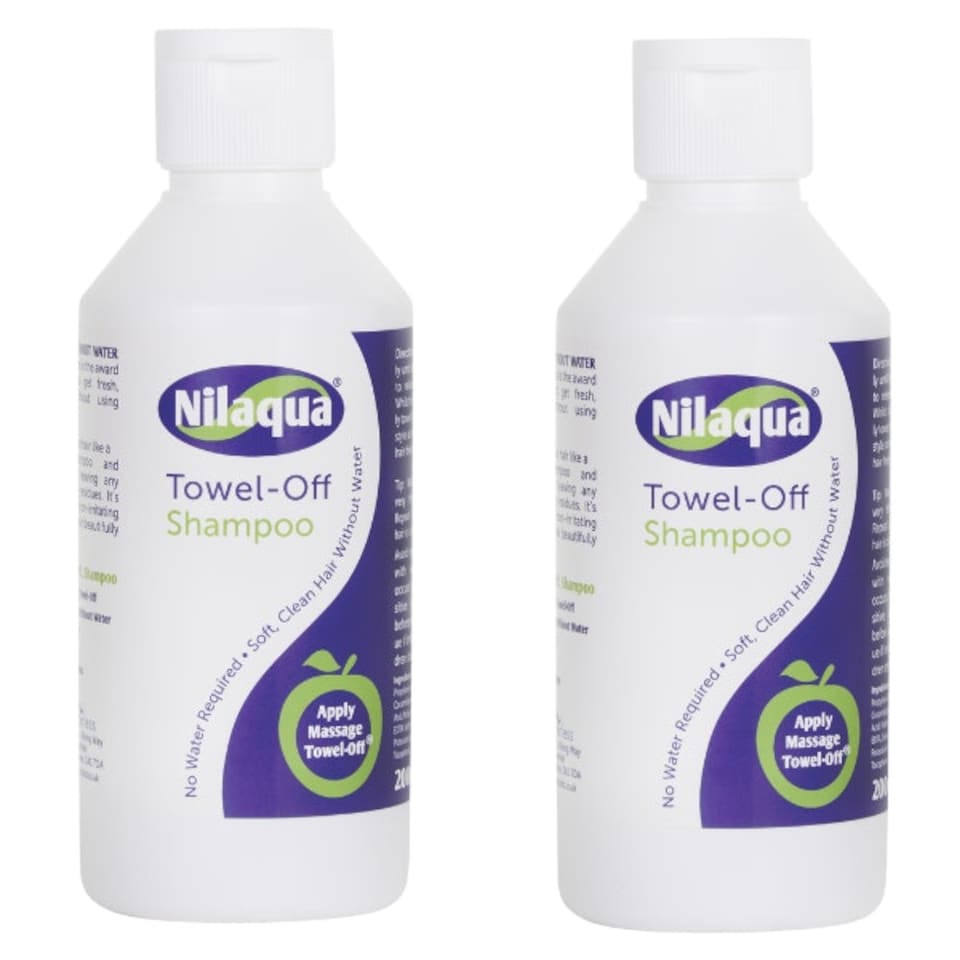 Nilaqua® No Rinse Shampoo Liquid 200ml - Twin Pack. rinse free shampoo you towel off.