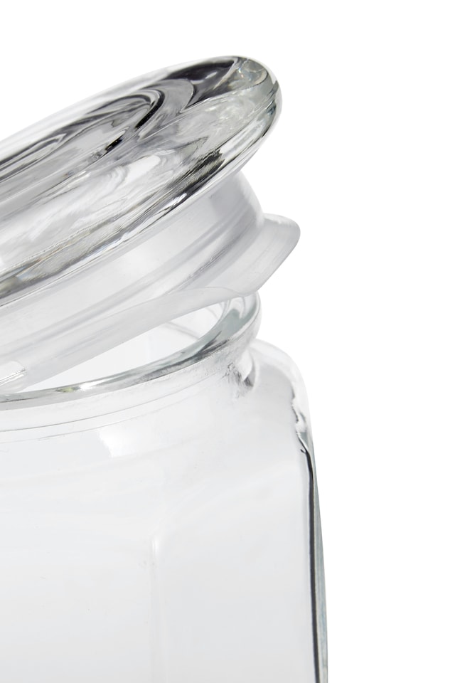 image 1 of Interiors by Premier Glass Storage Jar – 1040ml, Clear Glass with Airtight Clip-Top Lid, Perfect for Storing Tea
