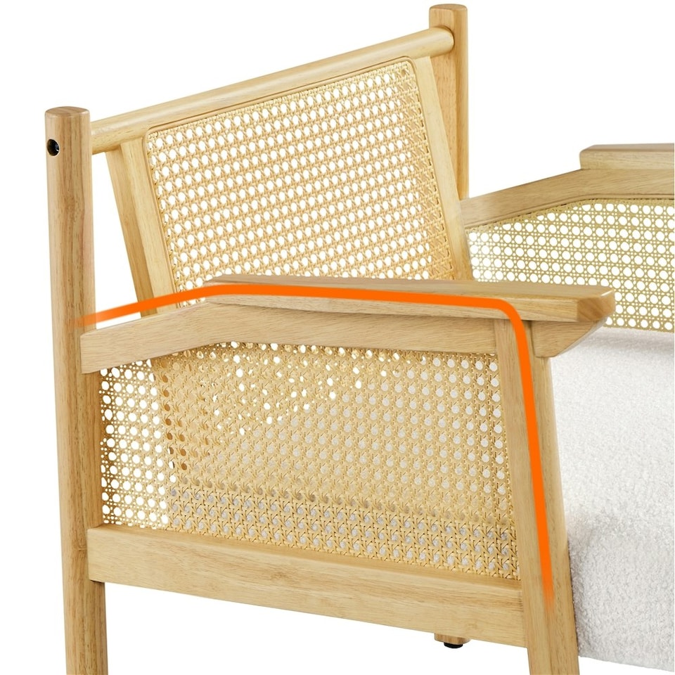 image 1 of Yaheetech Boucle Accent Chair with Seat Cushion and Back Pillow White