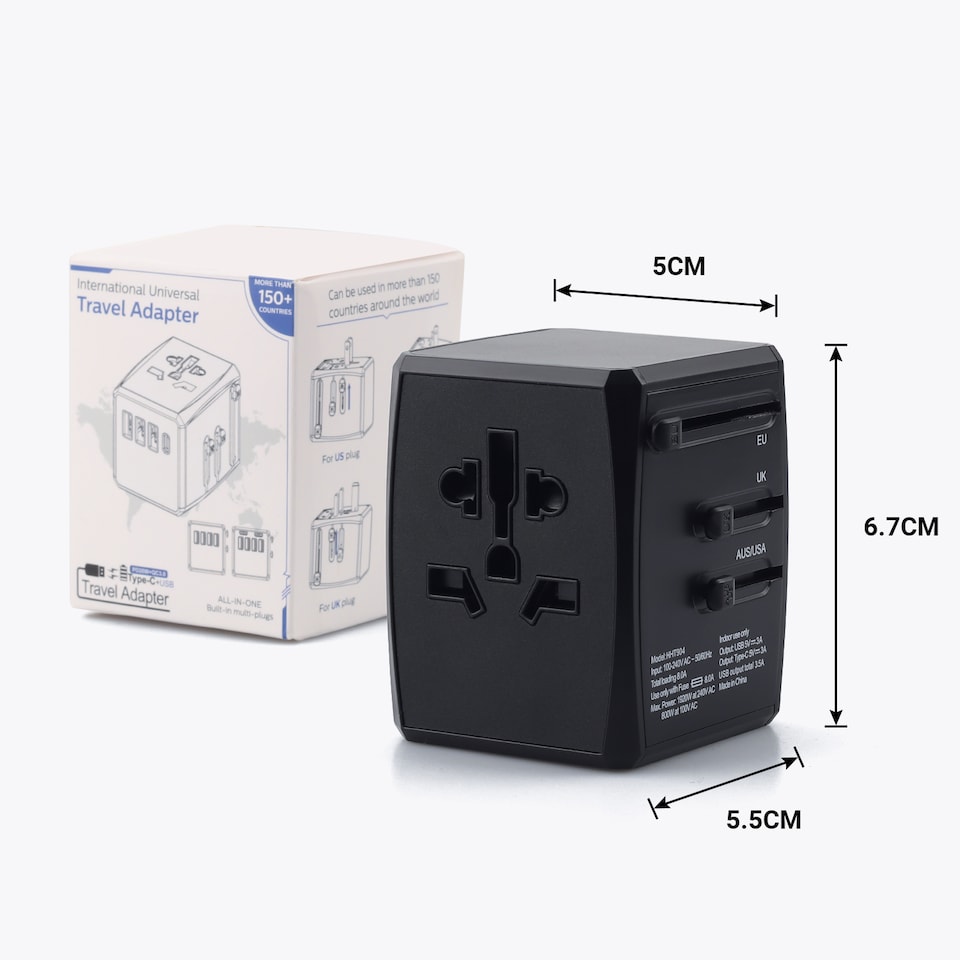 image 1 of World Travel Adaptor with USB Ports - UK EU AU US Universal Plug - Daffodil WAP150
