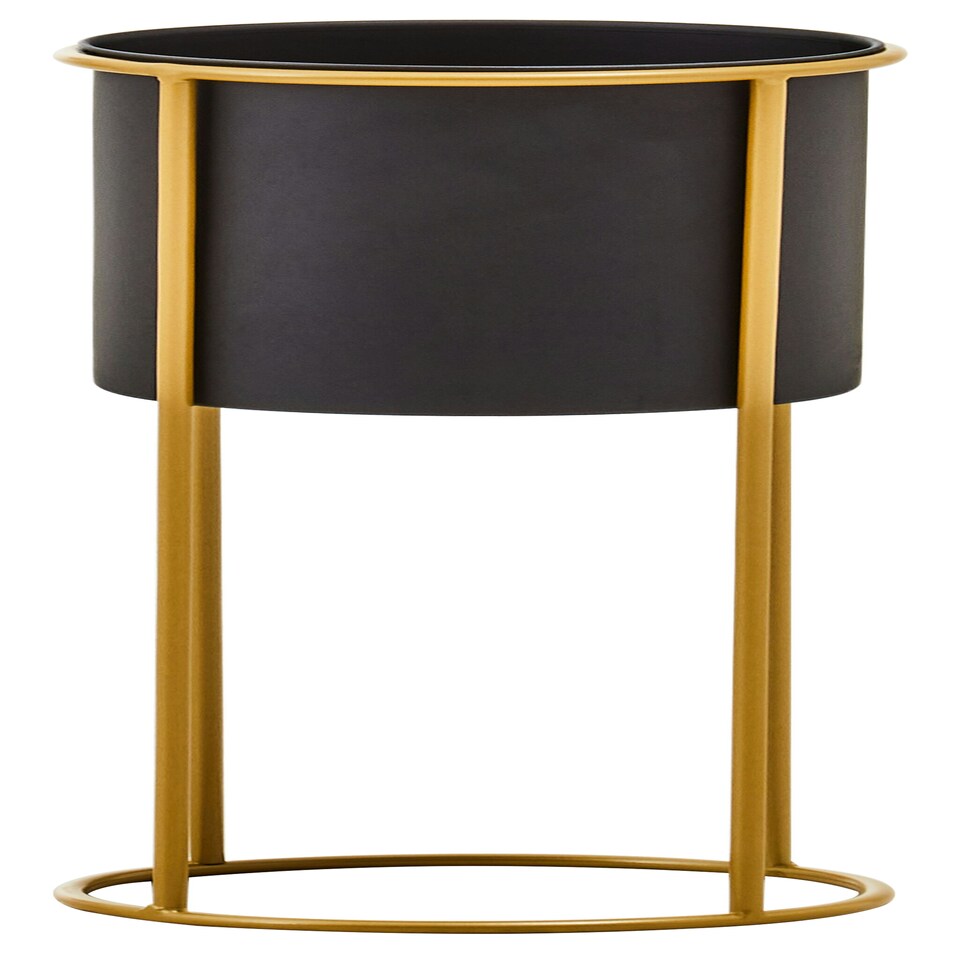 image 1 of Interiors by Premier Contemporary Design Large Black And Gold Floor Standing Planter, Stylish And Functional Large Outdoor Pots Gold
