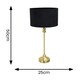 image 3 of ValueLights Maggie Gold Metal Candlestick Slim Table Lamp with Black Velvet Drum Lamp Shade