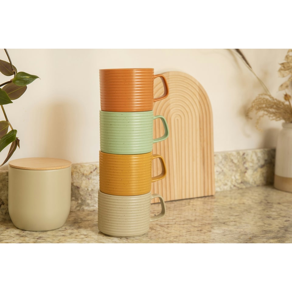 image 1 of KitchenCraft Mug Set Multicolour Stoneware 400ml Set of 4 | Multi