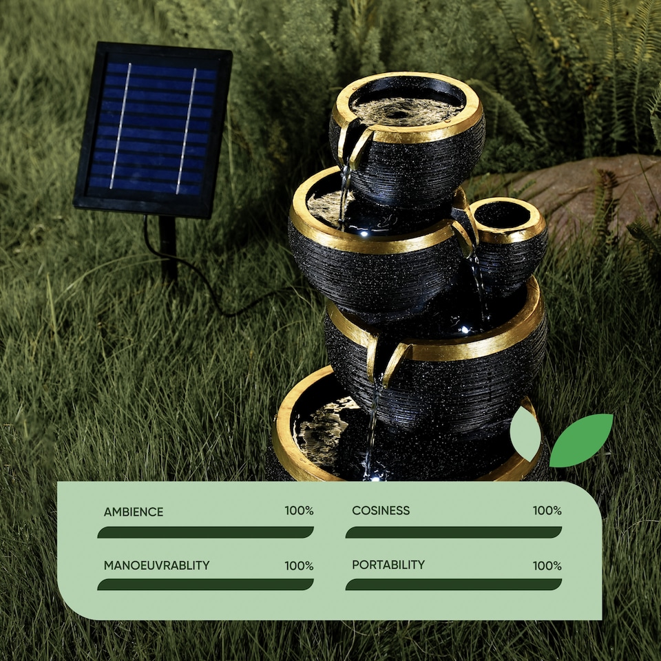 image 1 of Solar Midnight Gold 4-Tier Ripplefall Water Feature