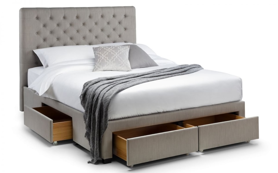 image 1 of Premium - Grey Deep Button 4 Drawer Bed - Super King 6ft (180cm)