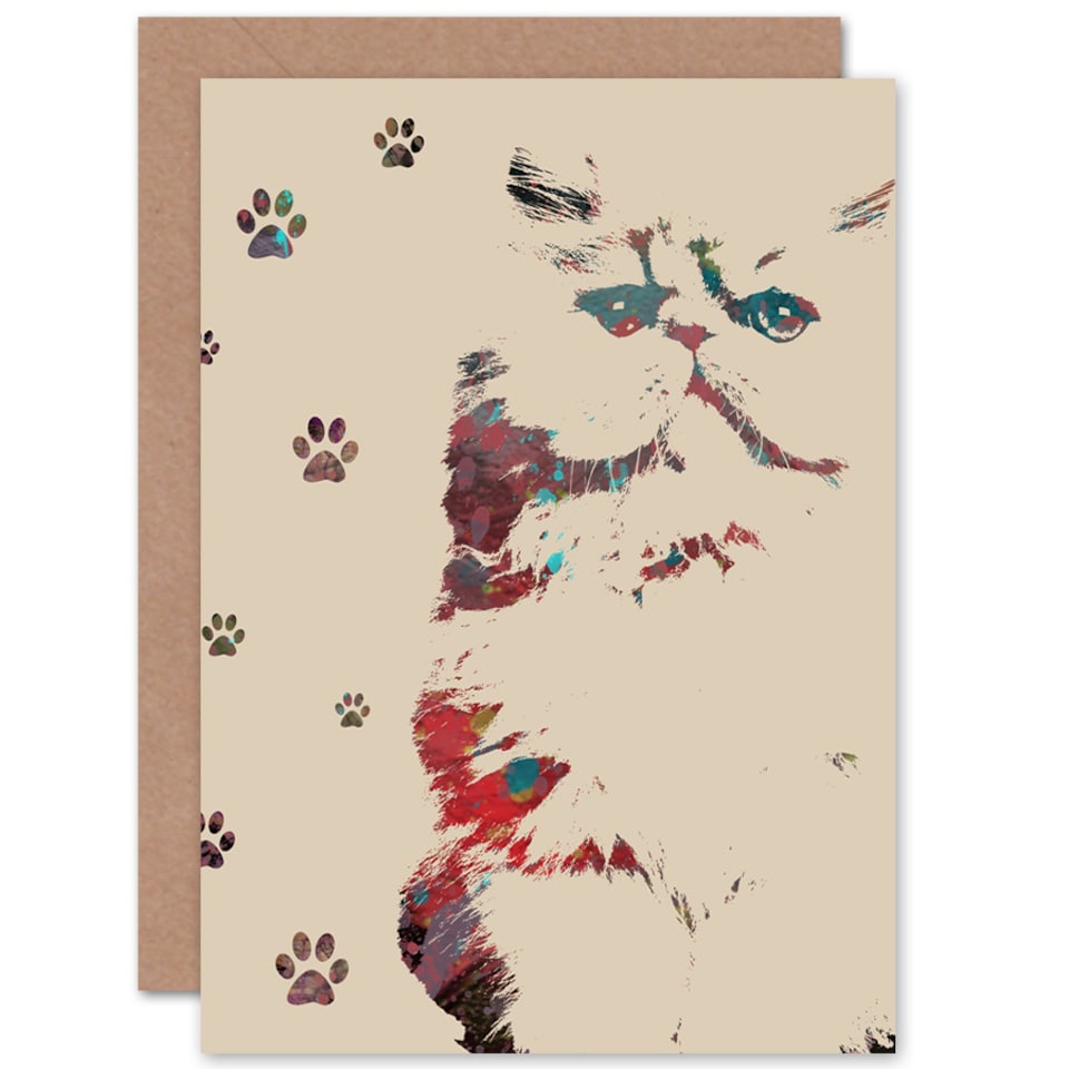 image 1 of Cat Paw Art Greetings Card
