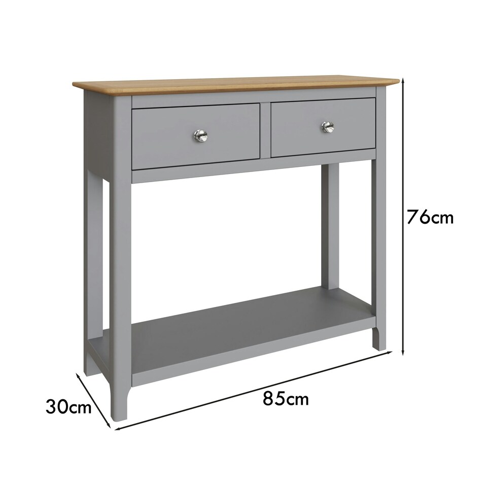 image 1 of Taberno Oak 2 Drawer Console Hallway Table Dove Grey Grey