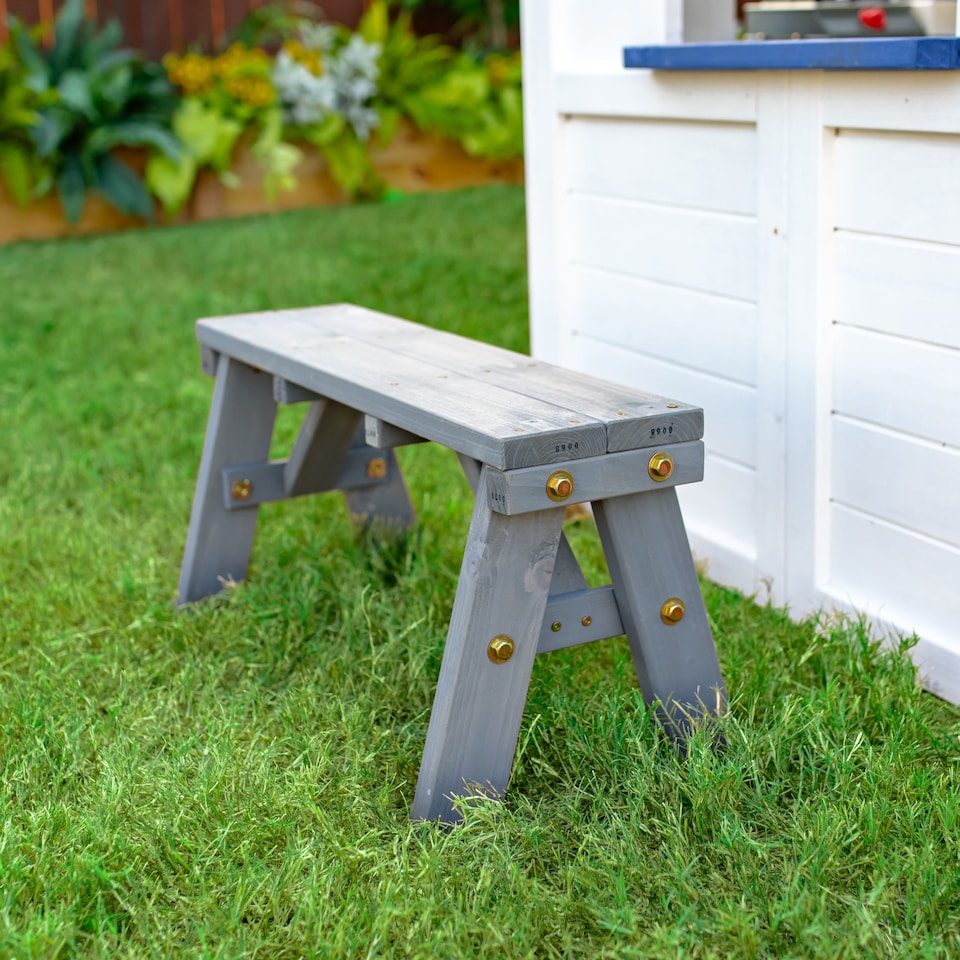 image 1 of Teamson Kids Wooden Playhouse Wendy House with Rainbow Shade, Kitchen, Flower Box & Bench, White
