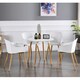 image 8 of Set of 2 Eden Modern Dining Chairs, Faux Leather Padded Cushion & Solid Wooden Legs White