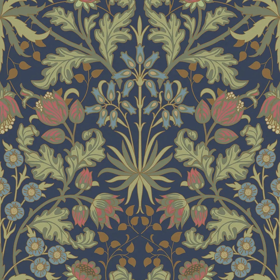 Sample of Tulip Trellis Wallpaper in Navy | Blue | Navy
