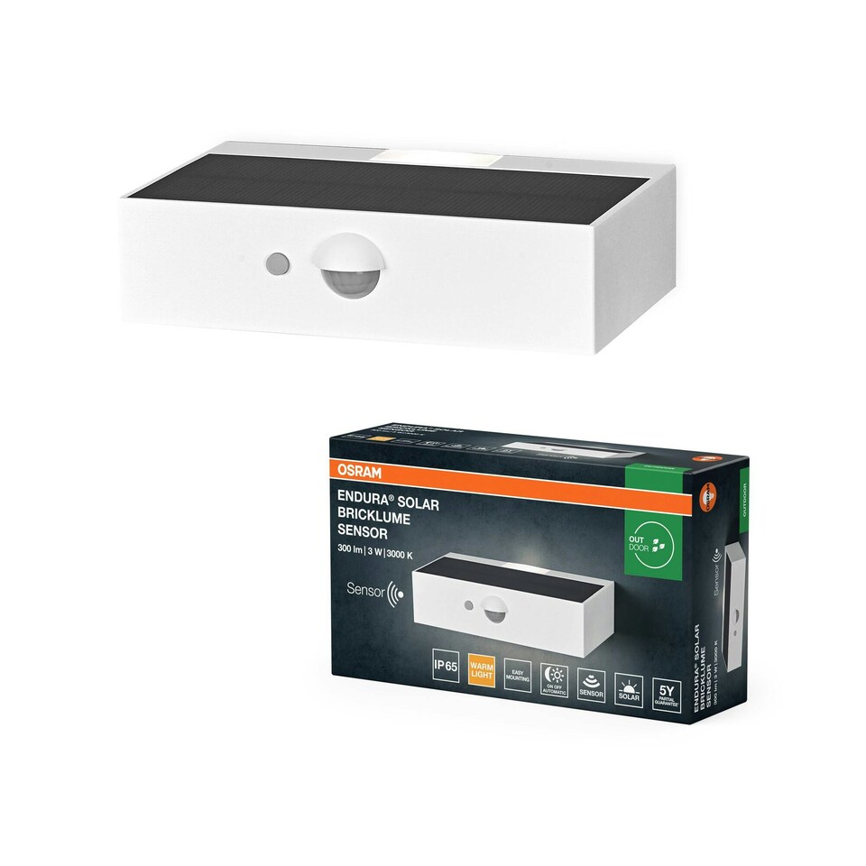 image 1 of OSRAM ENDURA Style Bricklume Solar Wall Light 3W White White