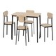 image 1 of Riley Large Dining Set - Black/Light Oak Effect Veneer | Black | 5