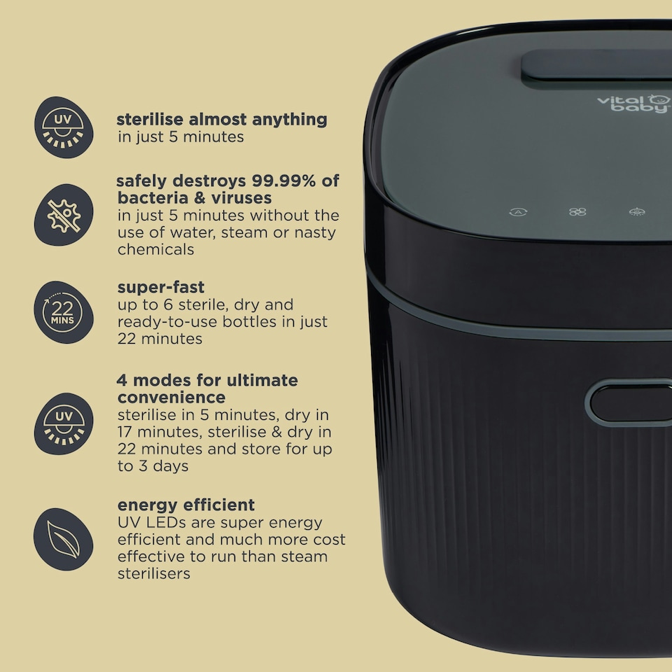 image 1 of Vital Baby Nurture advanced pro UV steriliser & dryer, 3rd gen - arctic white