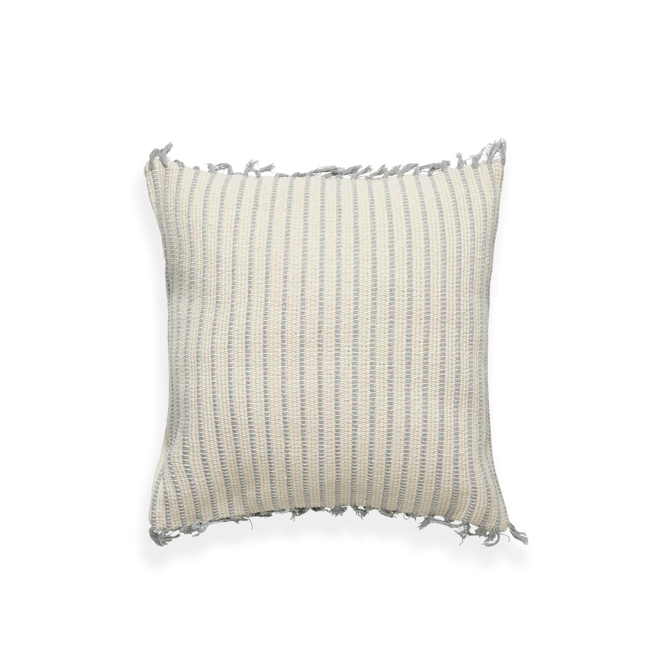 image 1 of BHS Cotton Pin Stripe Cushion with Fringe, Grey