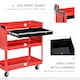 image 4 of DURHAND 3-Tier Tool Trolley Cart Storage Shelf Roller Cabinet DIY Box Garage Workshop with Drawer Red