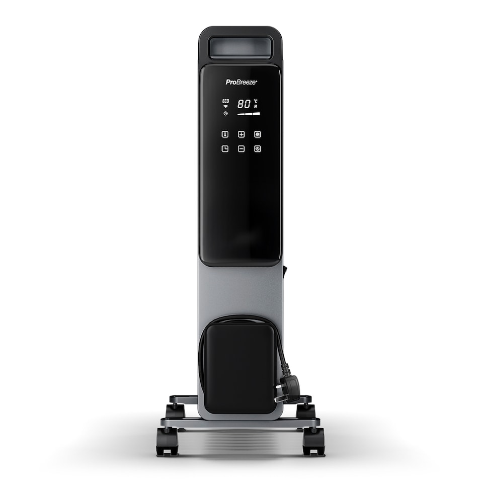 image 1 of Pro Breeze OmniWarm 2500W Oil Filled 11 Fins Eco Radiator Heater with Digital Display and Smart App Control - Silver