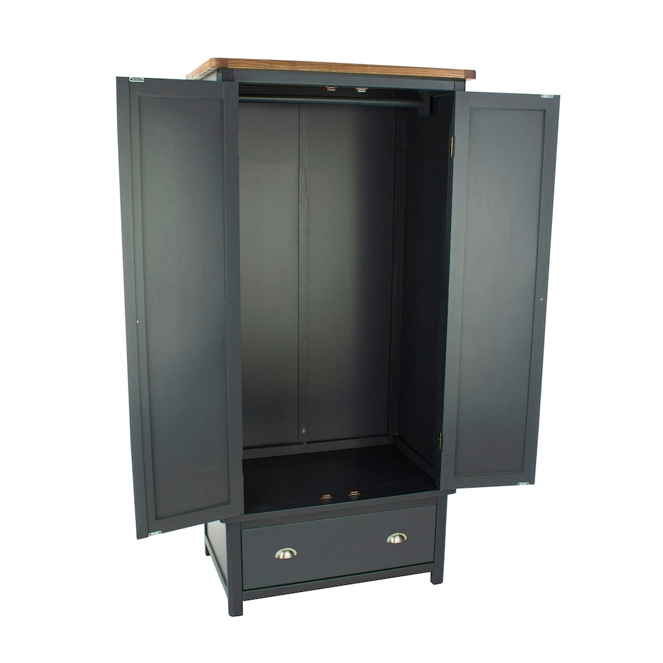image 1 of Core Products Dunkeld 2 Door, 1 Drawer Wardrobe - Midnight Blue, H190.0cm x W90.0cm x D55.0cm Blue