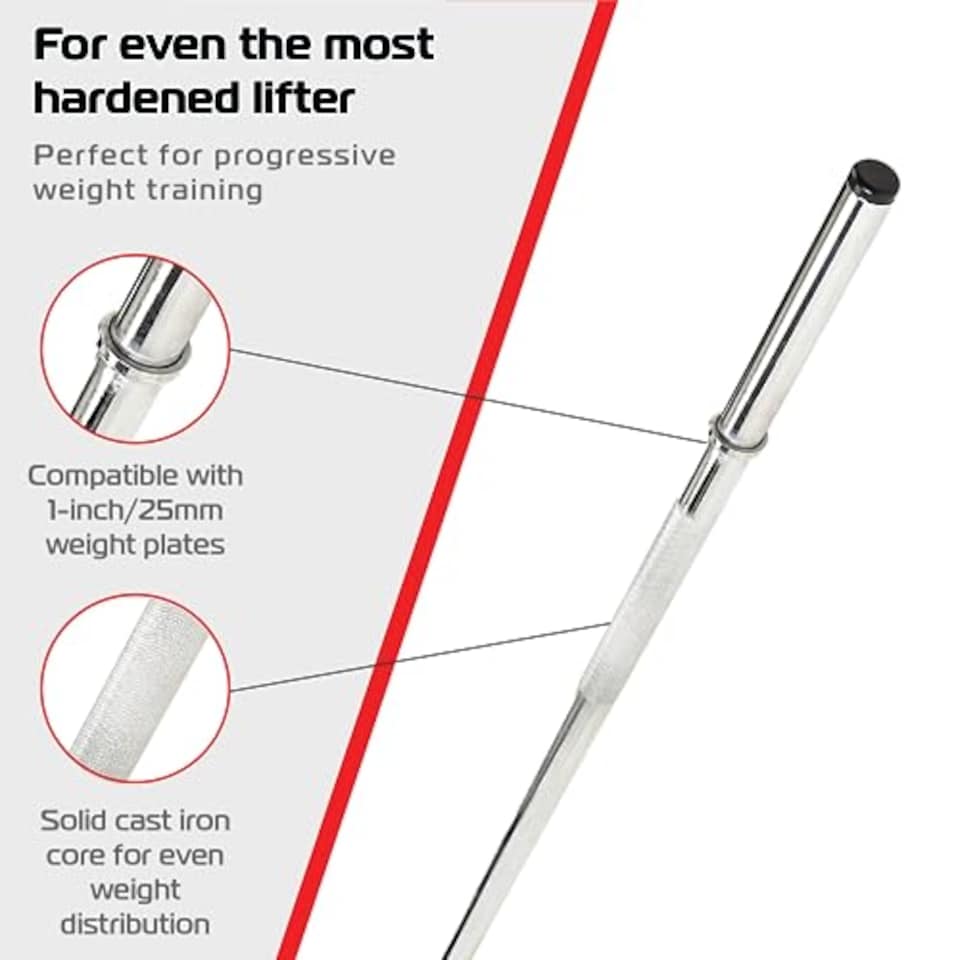 image 1 of 1.2m 1" Barbell and Cast Iron Weight Plate Sets Bar 8.5kg Set