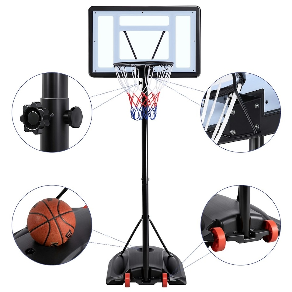image 1 of Yaheetech Portable Basketball Hoop 170.5-230.5 cm Hoop Height Adjustment Black