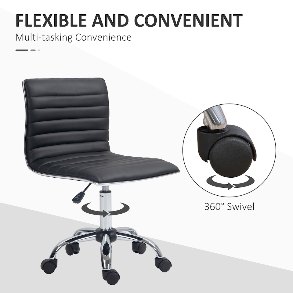 image 1 of HOMCOM Armless Mid-Back Adjustable Office Chair with 360 Swivel Black