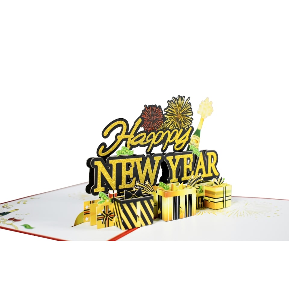 image 1 of Fireworks & Champagne New Year Blast Pop Up Greeting Card