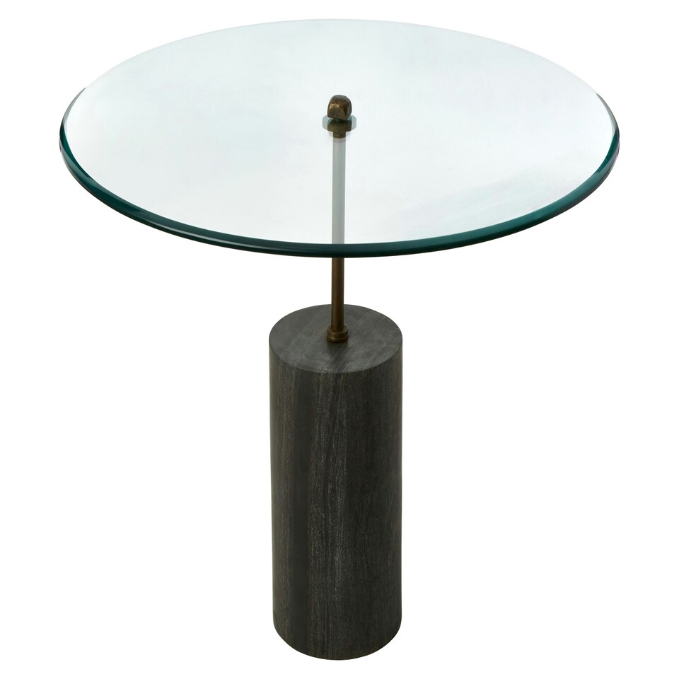 image 1 of Versatile Glass And Black Marble Side Table, Round Design Modern Side Table, Elegant Small Round Side Table Black