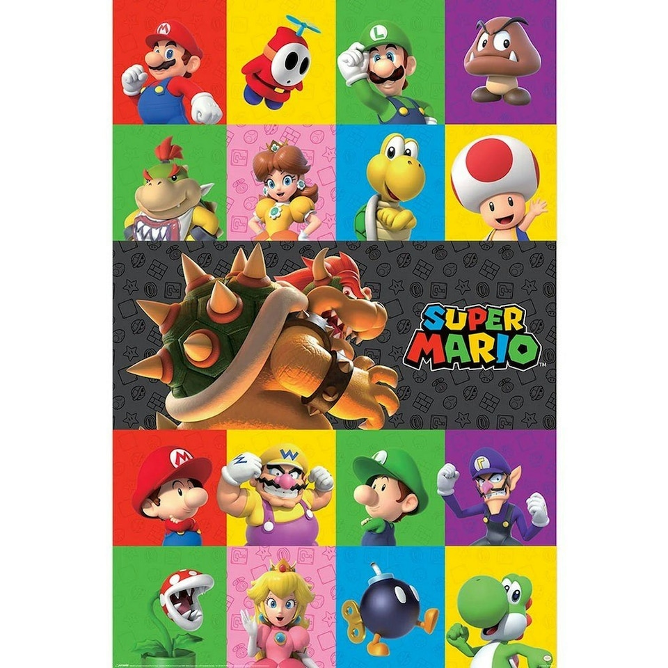 image 1 of Super Mario Characters Poster - Multicoloured - 61cm x 91cm 61cm x 91cm