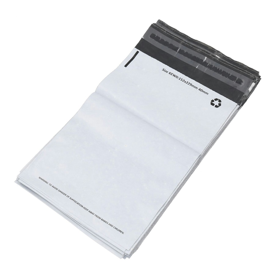 image 1 of White Polythene Mailing Bag A5 (152mm x 229mm) Waterproof Self Seal (1000 Pack)