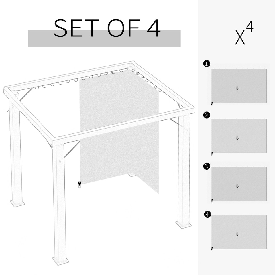 image 1 of Outsunny 3 x 3(m) Universal Gazebo Replacement Sidewall Set, 4 Panels, Beige