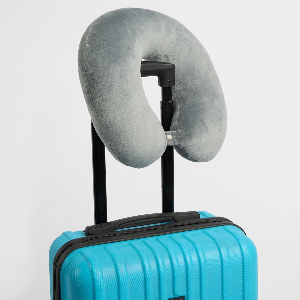 image 1 of OHS Soft Plain Plush U-Shaped Comfort Support Travel Neck Pillow, Grey