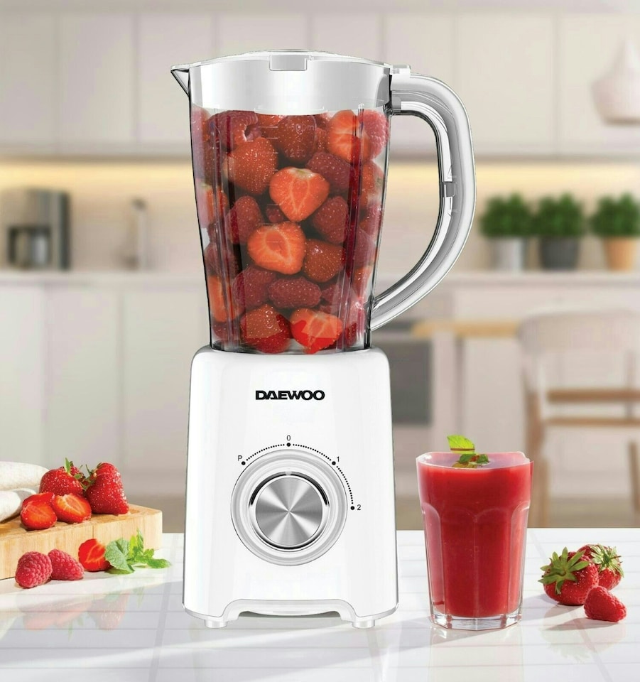 image 1 of Daewoo 1.5L 500W Electric Jug Blender & Coffee Bean Nut Grinder & Smoothie Maker | White