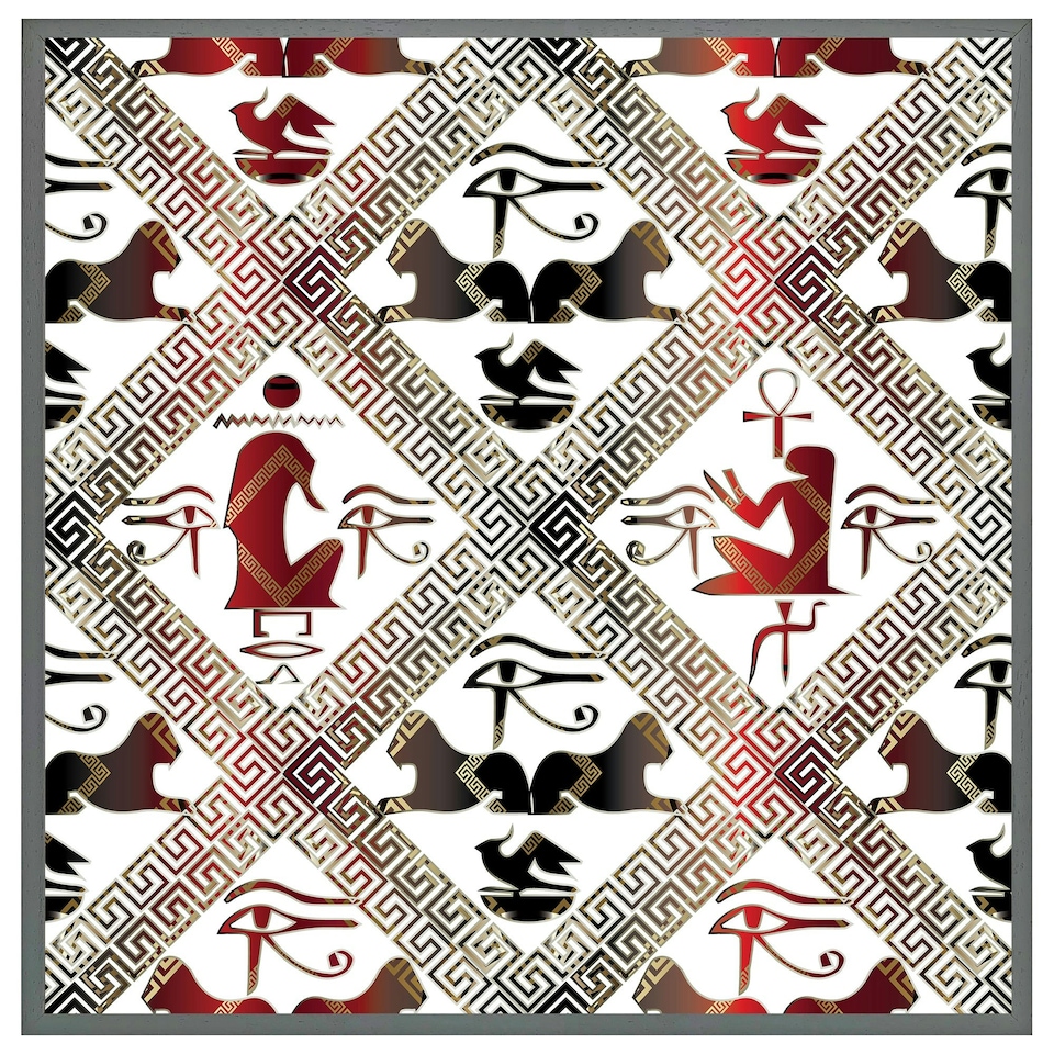 image 1 of Egyptian hieroglyphs in red & black (Picture Frame) Brown | L