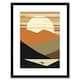 image 1 of Lakeside Mountain Sunset Boho Abstract Landscape 9x7" Black Framed Wall Art Print