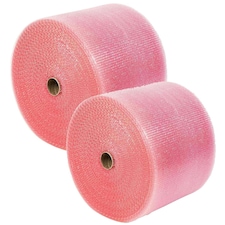 2 x 500mm x 100m Pink Anti Static Bubble Wrap Rolls For Packing Shipping & Storage
