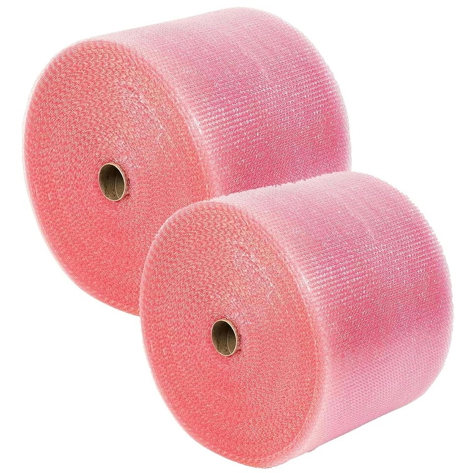 image 1 of 2 x 500mm x 100m Pink Anti Static Bubble Wrap Rolls For Packing Shipping & Storage