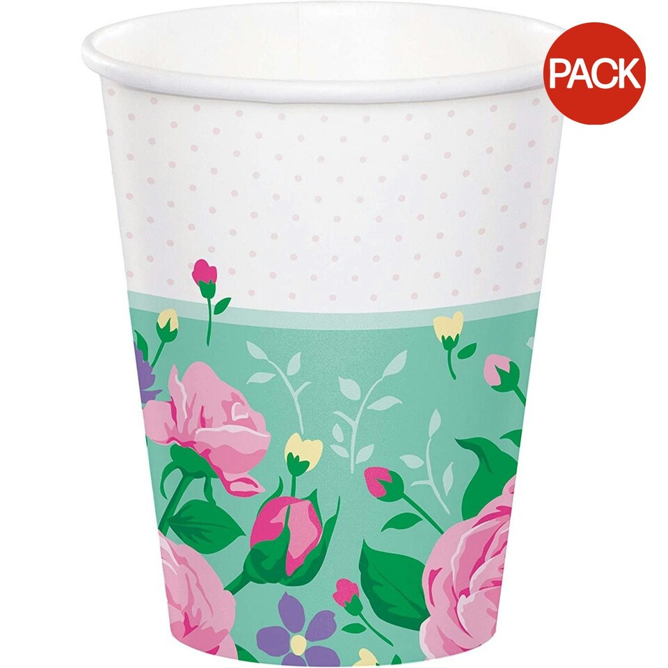 Creative Party Paper Floral Fairy Party Cup (Pack of 8) - Multicoloured - One Size