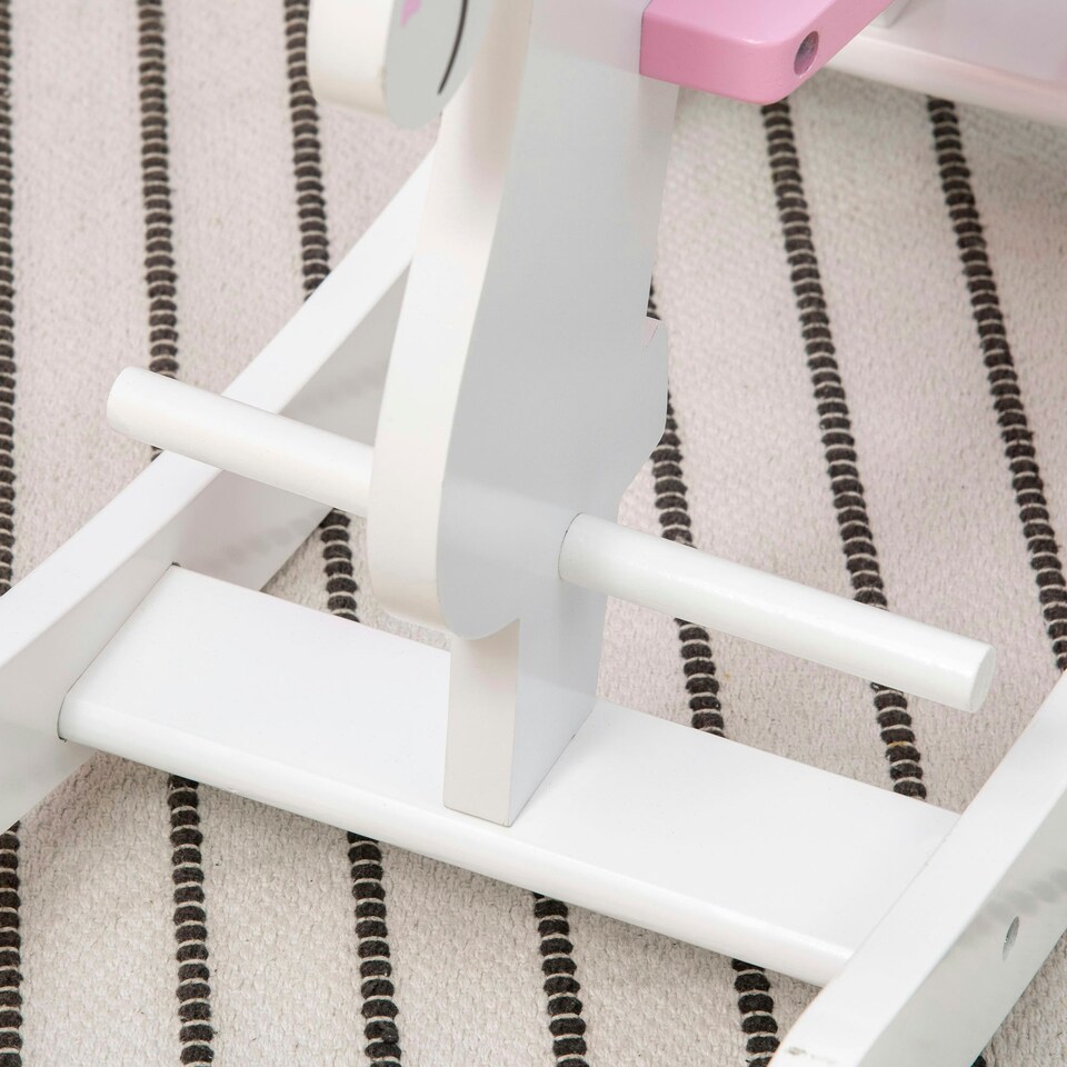 image 1 of HOMCOM Kids Ride-On Toy Rocking Horse w/ Handlebar, Foot Pedal - Pink