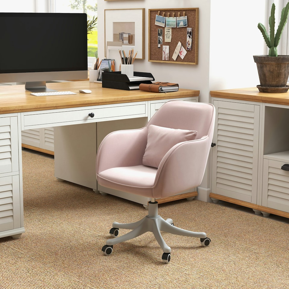 image 1 of Vinsetto Office Chair with Rechargeable Vibration Massage Lumbar Pillow, Wheels