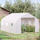image 2 of Outsunny Walk-In Polytunnel Greenhouse w Roll Up Door Windows, 3.5x3x2 m White