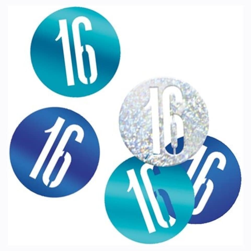 Blue Glitz Age 16 Holographic Assorted Table Confetti 14 Grams